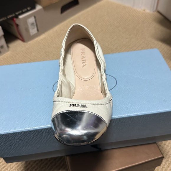 White with silver tip Prada flat - Picture 2 of 3